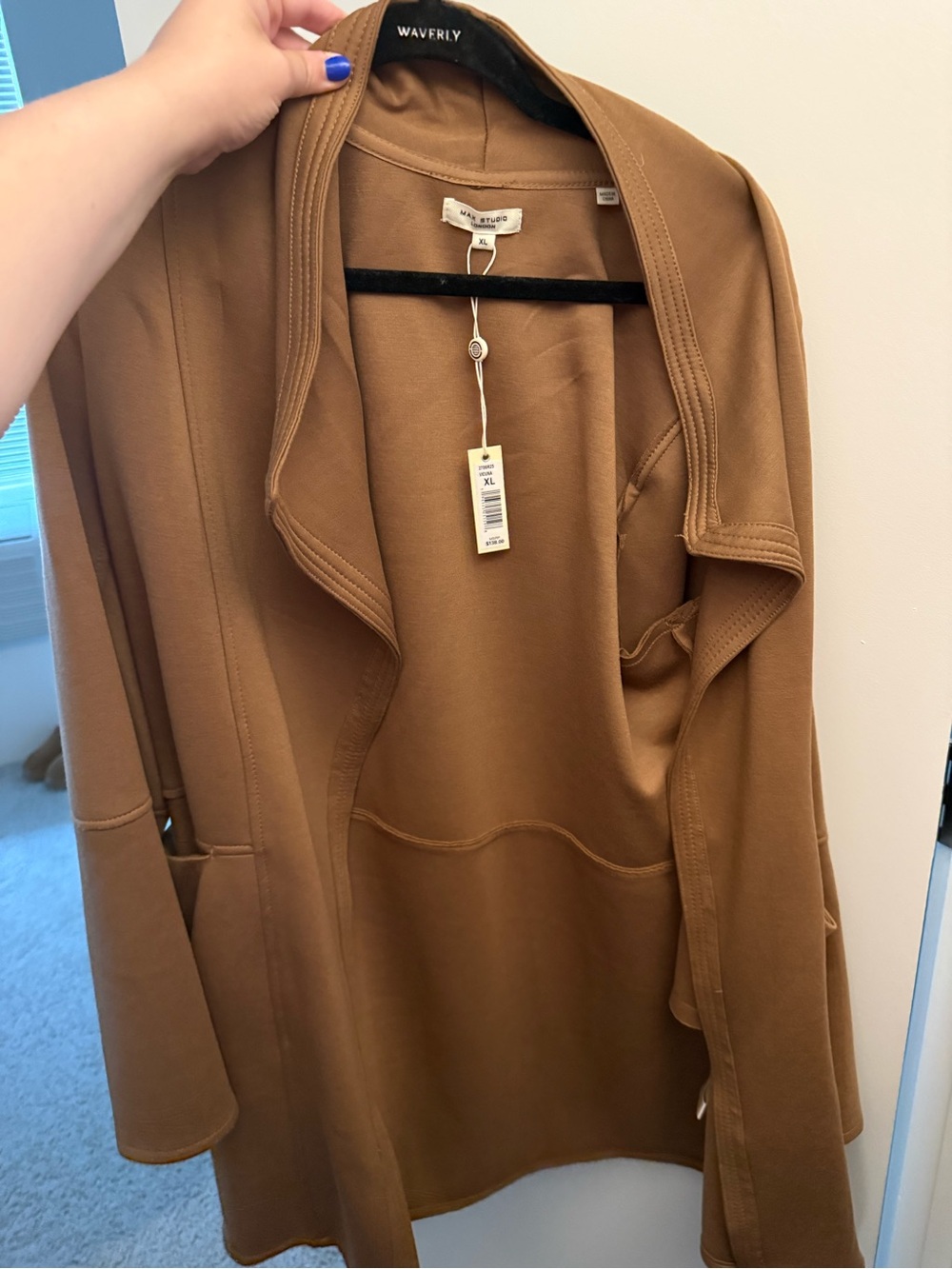 Max Studio Camel Brown Open-Front Blazer Jacket